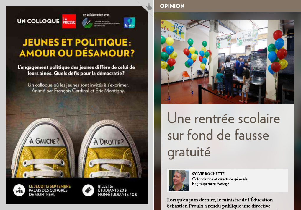 Lisez-nous dans La Presse, sur la gratuité scolaire et notre appel aux partis politiques…