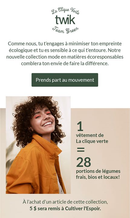 Ce weekend est le moment idéal pour vous procurer les vêtements La Clique Verte…