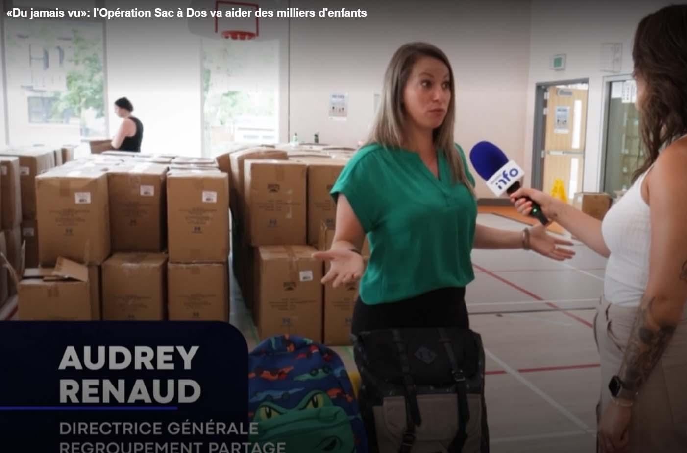Opération Sac à Dos – Audrey Renaud, directrice générale du Regroupement Partage, en entrevue à infoNoovo 20240719